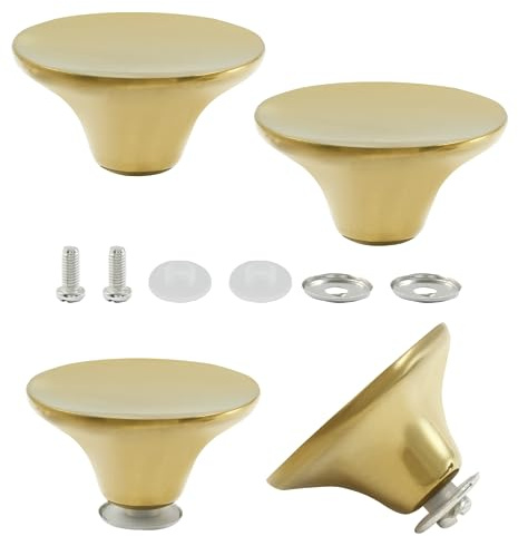 Unlorspy 4 Sets Solid Dutch Oven Knob,45 x 23 x15mm (Top Dia*H*Base Dia) Stainless Steel Universal Dutch Oven Pot Knob Cast Iron Replacement Handle (Gold)