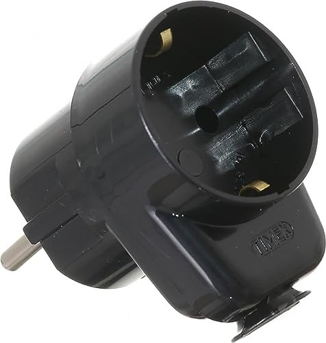 Spina Schuko con presa di corrente, presa con contatto di protezione, spina intermedia Durhgehend nero