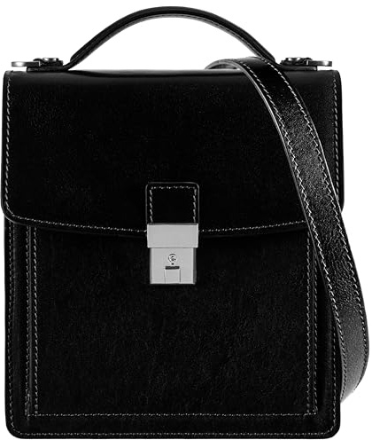 Time Resistance Leder Aktentasche - Leder Tasche Handgefertigt in Italien - Arbeitstasche mit Schultergurt - Kleine Businesstasche - Umhängetasche