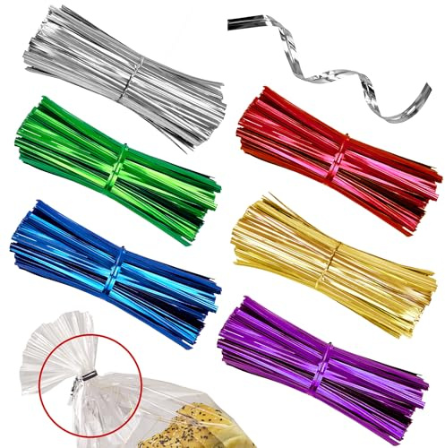 4800 StüCk Twist Ties Metallischen, Bindebaender Verschluss,6 Farben 10cm | Wiederverwendbare Twist Krawatten, Verschlussclips FüR Beutel, füR CellophantüTen SüßIgkeitentüTen, BäCkerei, PläTzchen