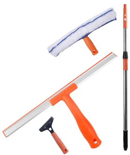 Fensterwischer Gummilippe 35cm, Teleskop Fensterwischer Abzieher Set Bis Zu 79.5cm-126cm, Glasreinigungswerkzeuge für DuschtüR GroßE Fenster Fliesen Spiegel Staub