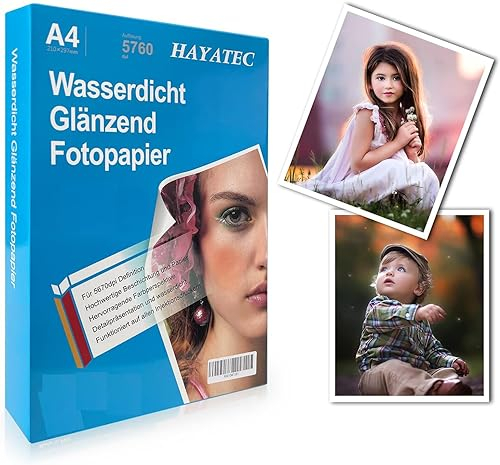 100 Blatt Fotopapier A4 glänzend Tintenstrahldrucker 200g/m² Photopapier Fotokarten Sofort Trocken Wasserfest Hochglänzend Hochweiß