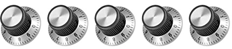Rebower 5 Stück Potentiometer Lautstärkeregler 24x14mm Schwarz Silberfarben | Drehknopf, für Audiogeräte