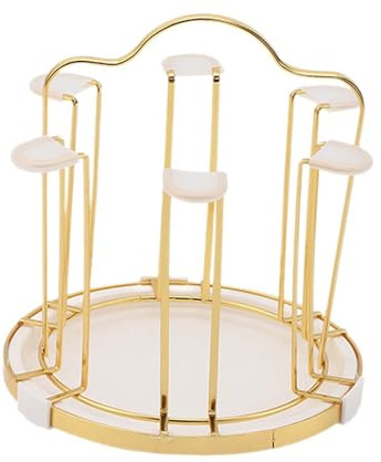 Sharplace Glass Rack, 6-Glass Holder with Draining Tray, Multifunctional Organiser, Space-Saving Mug Stand for Kitchen, Living Room, Office