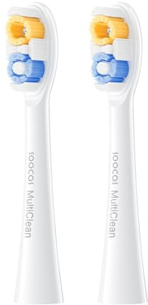 Soocas Multiclean Classic Clean Electric Toothbrush Replacement Heads, Compatible with Both NEOS II and NEOS II Ultra, 2 Brush Heads, Medium Bristles, Pearl White
