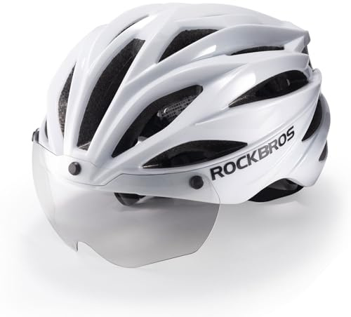 ROCKBROS Fahrradhelm Erwachsene mit Visier Magnetische Abnehmbarer, MTB Helm Atmungsaktiv Radhelm Rennradhelm Einstellbare für Damen und Herren, 58-62cm