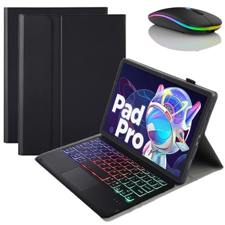 JZCZMCE Funda con Teclado para Lenovo Tab M10 HD (2nd Gen) X306F 10.1, Contiene Ñ, Teclado Inalámbrico Retroiluminado Magnético Extraíble con Ratón,Negro