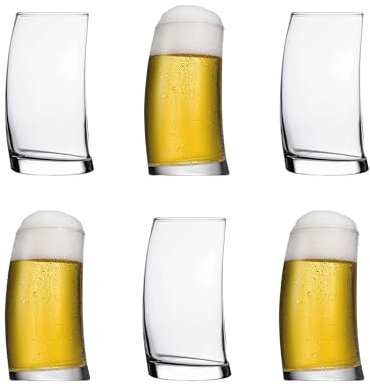 NORDIC SCHILLER Premium Verres à Bière Lot de 6, 390 ml, 100% SANS PLOMB, Verres à Eau, Verres à Cocktail, Verre à Latte Macchiato, Verre a Biere, Beer Glasses, Cocktail Glasses