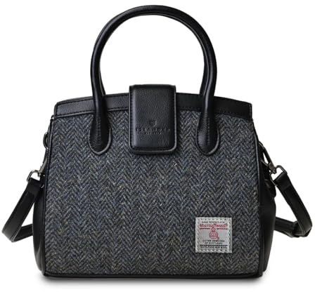 Islander Harris Tweed Mini däckväska, Svart-grå fiskben