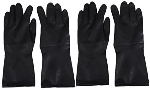 Healeved Schwarze Gummihandschuhe Wiederverwendbar 2 Paar Haarfärbehandschuhe Waschbar Handschutz bei Arbeit und Reinigung für Damen und Herren
