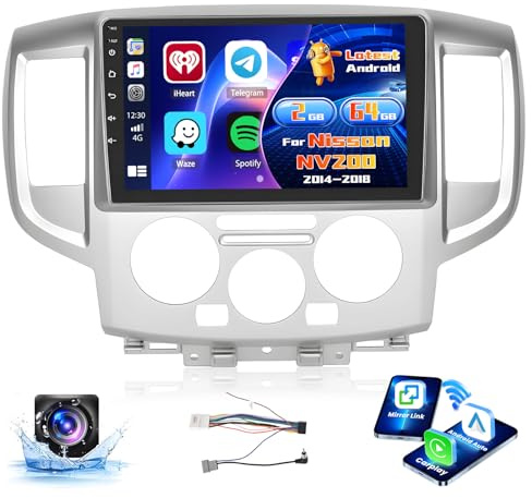 Inefala 2+64G Radio per Nissan NV200 2014-2018 Android 15 con Wireless CarPlay Android Auto, 9 Pollici Autoradio per Auto Soporta Bluetooth WIFI 26UI GPS FM EQ SWC AHD Telecamera Posteriore