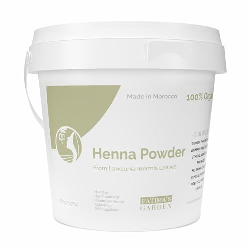 Fatima's Garden Polvo Puro de Henna Marroquí - Tinte para el Cabello 100% Natural - Coloración y Tratamiento Capilar - 500g