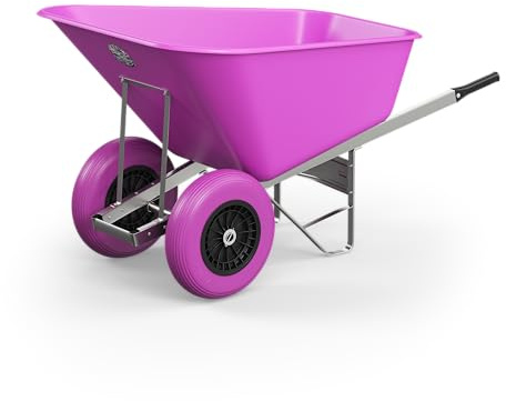 Agri Barrow Wheel Barrow 200 Litre Plastic Wheelbarrow with Puncture Proof Twin Slim Tyres, Pink – Ideal for Equestrians, Farmers, Gardeners, Stable Yards, and Heavy-Duty Use
