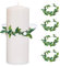 GIDWRIY 2 Piezas Anillos para Velas,Guirnalda de Velas Verdes,Anillos Portavelas,Guirnalda Flores Artificiales,Coronas de Vela Decoración,Coronas Pequeñas Bohemia,Anillo de Flores Navideñas para Boda