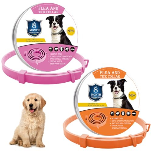 OYZOQ Collar antiparasitario perros 2 Pack 62 cm, para perros, collar antigarrapatas, collar antipulgas,protección 8 meses, ajustable