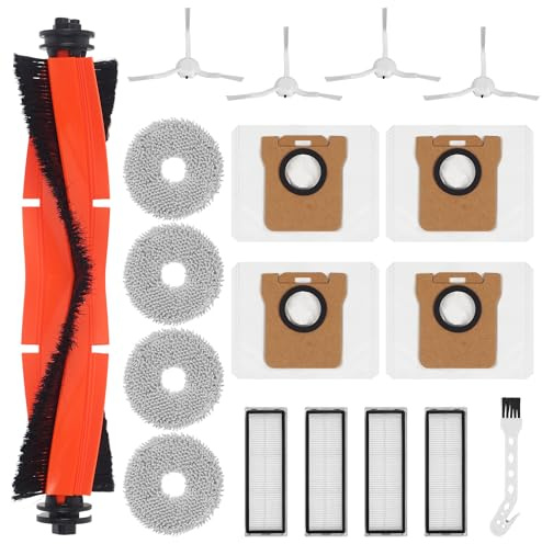 18 piezas Accesorios para aspiradora robot para Xiaomi X20/X10, 1 x cepillo principal, 4 x paños de fregona, 4 x bolsas para polvo, 4 x cepillos laterales, 4 x filtros HEPA, 1 x cepillo de limpieza