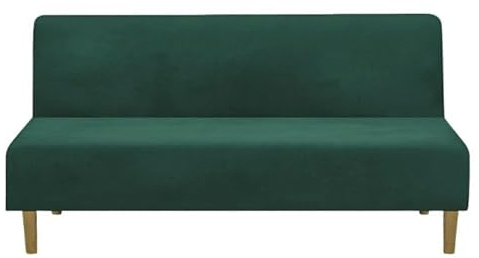 Domidekor - Sofa Überzug Ohne Armlehnen Grün - Couch und Sofabezug - Sofaüberwurf für Wohnzimmer - Schlafcouch Bezug Stretch - Elastische Samt Couchbezug - Breite 190-210cm