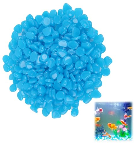 300 Pièces Cailloux Lumineux, Lumineux Cailloux Decoratif, Pierre Lumineuse, Galets Phosphorescents Décoratifs qui Brillent dans l’Obscurité, pour Jardins, et Décoration Intérieure (Bleu)