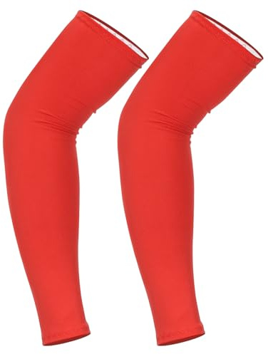 YELARXI Sun Protection Arm Sleeves for Men and Women, Compression Cooling Sun Sleeves to Cover Arms-Fitting for (Sports - Workout- Golf-Basketball), M & 1Pair & Spandex & Bright Red