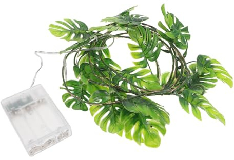 TOYZFRIENDY Guirlandes Lumineuses en Vigne à Feuilles De Monstera Artificielles 2 Mètres 20 LED Cuivre Fonctionnant à Piles Décoration D'intérieur pour Fête Et Chambre