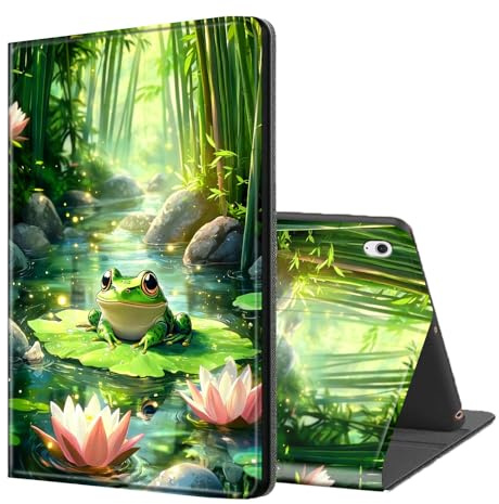 ETLKJVBL for iPad Air 11 Inch Case 2024, Auto Sleep/Wake, Frog on Lily Pad in Bamboo Stream Multiple Angles Viewing Folio Stand Case for iPad Air 11 Inch 2024 Tablet