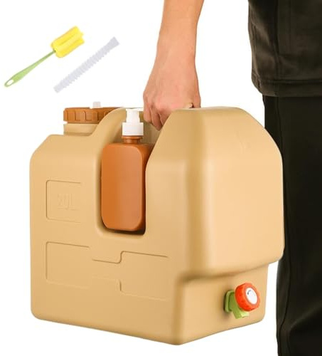 Serbatoio dell'acqua per campeggio, 20 l, con bottiglia di sapone per le mani, grande dispenser d'acqua con beccuccio, per escursionismo, picnic, viaggi, sopravvivenza, viaggi zaino in spalla, caccia