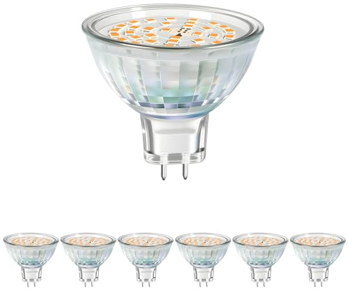 KEJIYILT 12V GU5.3 LED 5W, 120° Abstrahlwinkel LED Spot MR16, 450Lm AC/DC 12V LED Leuchtmittel, 25.000 Std. Lebensdauer, Nicht Dimmbar, 10 Stück, Glas, Warmweiß 3000K