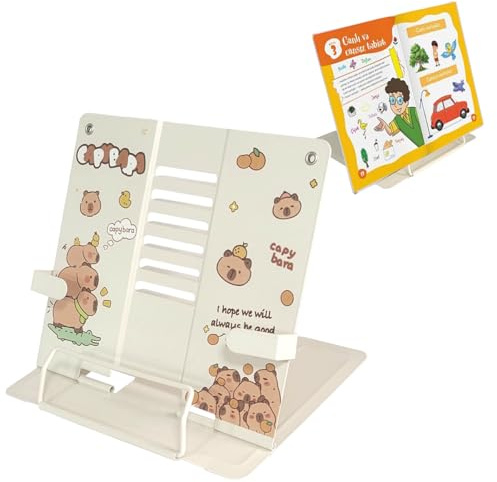 Ruayia Buchständer Verstellbarer Faltbarer, Buchhalter Leseständer Kinder Metall Kochbuchhalter Rezept Musikbuch Dokument für Küche Schule Bibliothek Büro - Capybara
