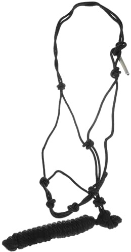 TEMPNAP Cabestro para Caballos Resistente al Desgaste, Ajustable, de Cuerda Trenzada Negra, Equipo de Entrenamiento y Exhibición Ecuestre, Suministros para Caballos Portátil, Material