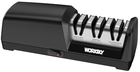 Worksky Electric Knife Sharpener for Kitchen,3-Stage 100% Diamond System with 15° Precision Angle,Fast Sharpening to Restore & Polish Chef Knives,Useful Gift for Wife and Mother