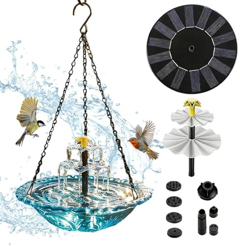 Bagno d' solare | Decorativo con mela irrigazione e pompa,Fontana solare per bagno di ,Per giardino esterno, stagno, piscina, terrazza, patio, attirare e fringuelli,