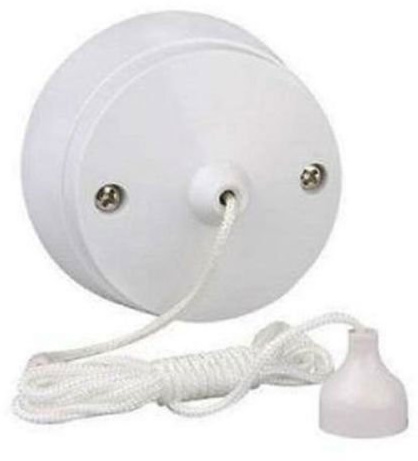 White Plastic 6 Amp 2 Way Ceiling Bathroom Pull Cord Switch Light On Off
