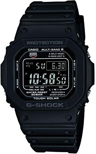 Casio Montre Solaire Homme 43.00mm avec Cadran LCD Digitale et Bracelet en Rubber Strap Noir GW-M5610-1BER