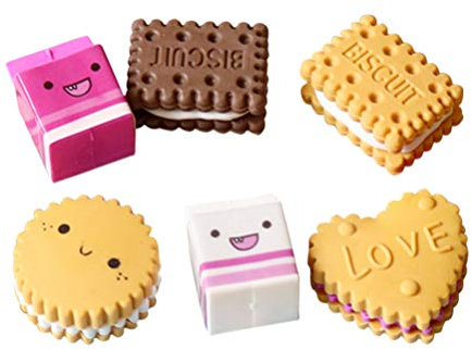 STOBOK 6 stücke Box verpackt Nette Kawaii Cookies Keks Radiergummis Schule Schreibwaren Kreative für Studenten Kinder Kleine Weiche Radiergummis Geschenk