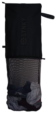 STNKY Bag Pro - Wäschesäcke mit Reißverschlüssen, Griffen und interner Netztasche für Reisen, Yoga, Gesundheitswesen, Gym Kit, Wäsche (Standard, Schwarz)