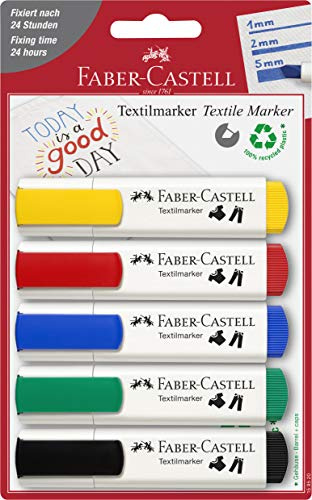 Faber-Castell 159520 - Textilmarker 5er, in Standardfarben (5er Pack)