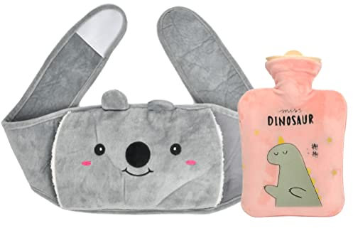 TIMESETL Borsa dell'acqua calda con coperchio, borsa dell'acqua calda in gomma con morbida fodera in peluche per alleviare il dolore per le gambe posteriori dello stomaco