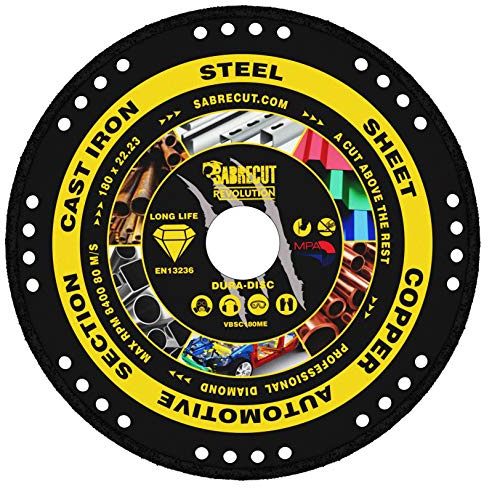 SabreCut 1pc VBSC180ME 180mm 22.23mm Eje Metal Disco sierra circular TCT | Industrial-grade vacuum-brazed diamond ofrece duradero corte en seco through ferrous y non-ferrous metals