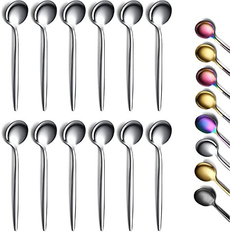 Berglander Kaffeelöffel 12er-Set, Edelstahl Glänzende polnische kleine Mini-Demitasse Espresso Mocca Latte Löffel Besteck, Teelöffel Kleines Dessert Zuckerlöffel Spülmaschinenfest