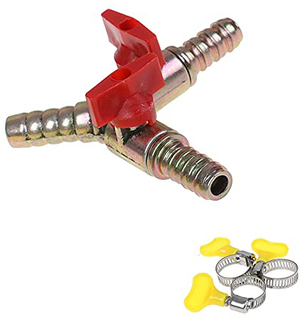 Y Shape Ball Valve 3 Way Shut Off Ball Valve 3/8-10 mm Y 3-Way Shut Off Ball Valve Fitting Hardware Accessories Including 3 x Valve Clamp