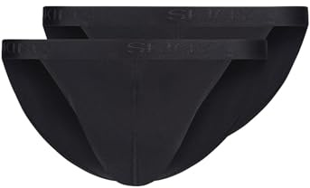 Skiny Herren Tanga Cotton Rib G-String, Schwarz (080693), M (2er Pack)