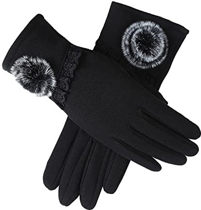 Weiße Handschuhe Damen Elegant Touchscreen-Handschuhe für Damen im Freien, warme und kältebeständige Handschuhe Handschuhe Spitze Silber (BK2, One Size)