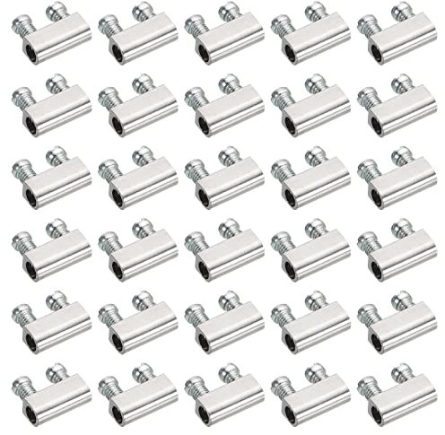 PATIKIL Steel Wire Rope Cable Clamp, 50 Pack M3 Double Hole Wire Rope Clips 3.0mm Line Hole with End Screw Stopper Silver Tone