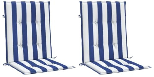 vidaXL Niedriglehner-Auflagen 2 STK. Blau & Weiß Gestreift Stoff