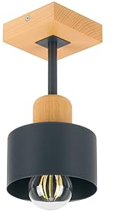 alfalux Plafonnier LED Suspension Luminaire Pour Salon Cuisine Chambre Moderne En Métal Et Bois De Hêtre Anthracite/Bois 1 abat-jour AN10x10BU