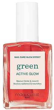 Manucurist Active Glow Raspberry - Smalto per unghie Cura Riparatore (Glowy Rosa) - Vegan & Made in France - Smalto Rinforzante Unghie Fragili Nutriente - Smalto Trasparente trattante - Regalo donna