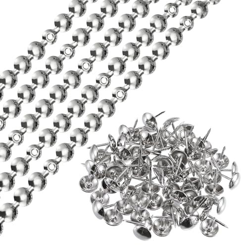 QUARKZMAN 5pz Tappezzeria Chiodi Strisce, 1Metro Lucido Decorativo Chiodo Rifiniture per Divano Testata Sedia Mobili con Tappezzeria Chiodi (11mm Argento)