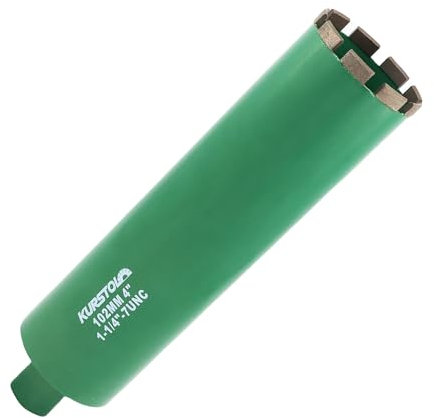 Wet Diamond Core Drill Bits - KURSTOL 4/102MM Core Drill Bit for Concrete/Hard Masonry/Reinforced Concrete/Brick/Block/Stone Drilling Depth 13/338MM Hole Saw 1-1/4-7UNC Thread for Hand Held Drill