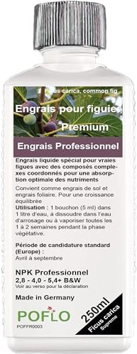 POFLO Engrais pour figues HIGH-TECH Ficus carica NPK, vraie figue, fertilise les plantes en massifs et en pots (250 ml)