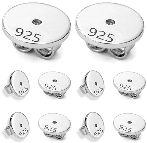 925 Verschlüsse für Ohrstecker Ohrring, 8 Stück Ohrringverschlüsse für Ohrstecker Ohrring, Gegenstecker, Butterfly Verschlüsse - für Große Ohrringe, Große Ohrlöcher und DIY Ohrhänger